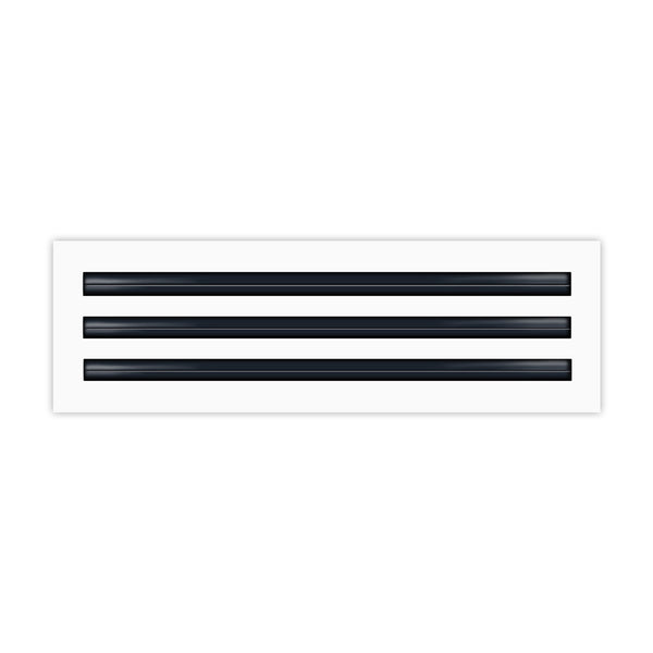 Front of 18 Inch 3 Slot Linear Air Vent Cover White - 18 Inch 3 Slot Linear Diffuser White - Texas Buildmart
