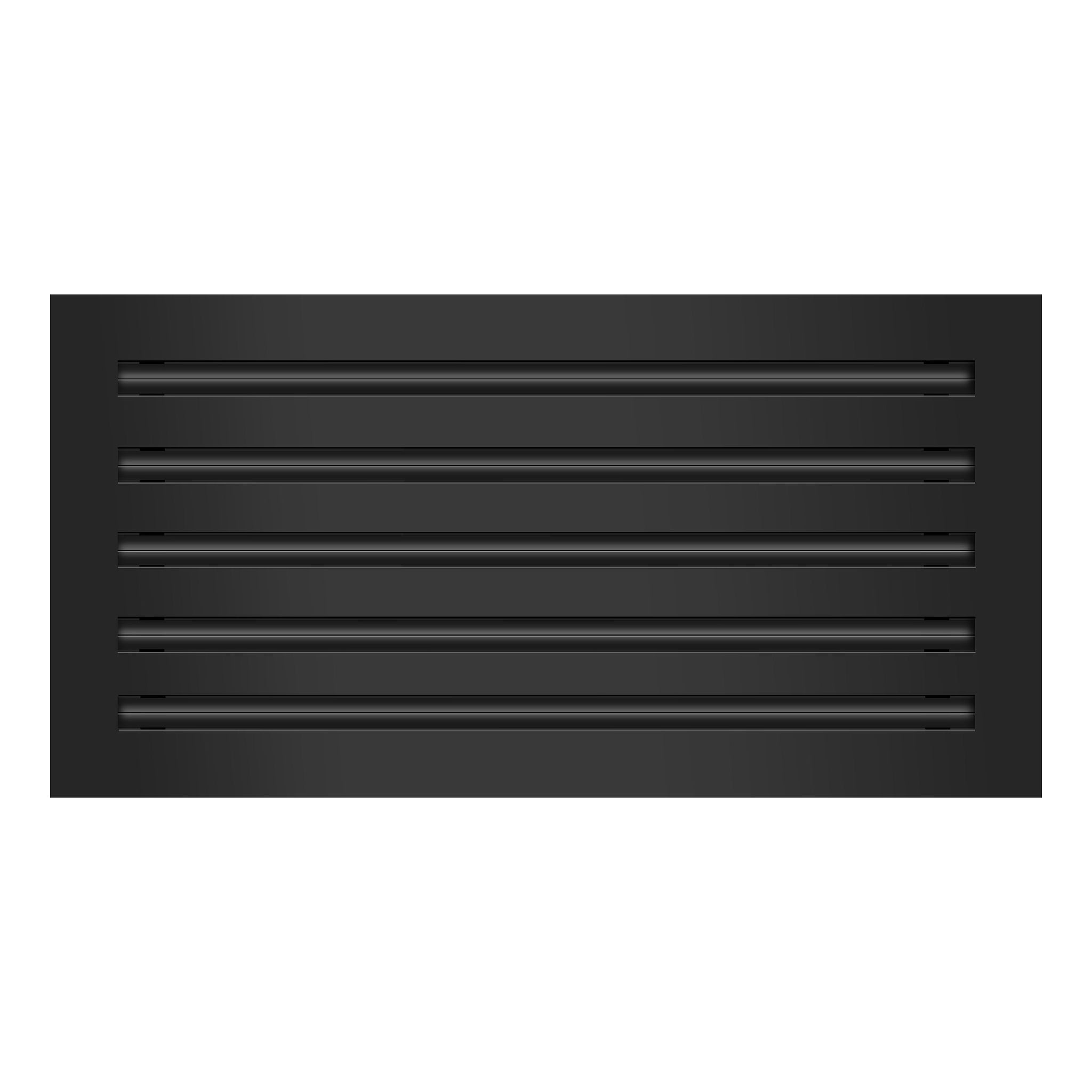 Front of 20x10 Modern Air Vent Cover Black - 20x10 Standard Linear Slot Diffuser Black - Texas Buildmart