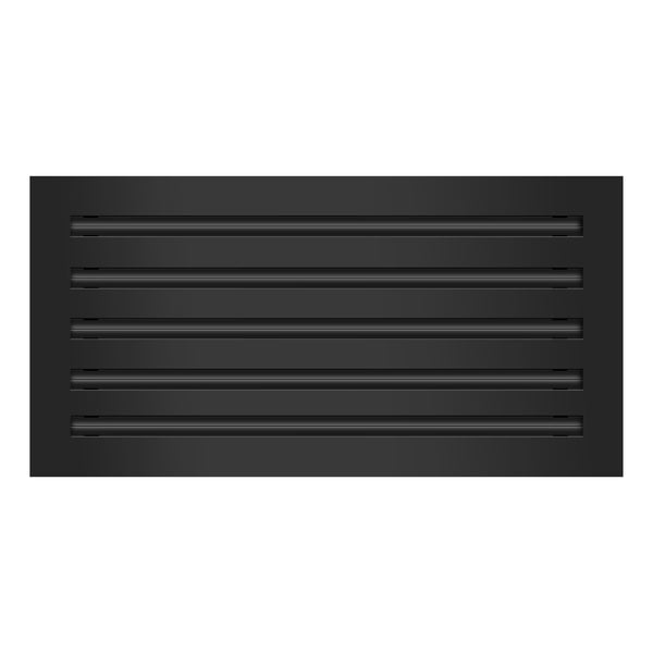 Front of 20x10 Modern Air Vent Cover Black - 20x10 Standard Linear Slot Diffuser Black - Texas Buildmart