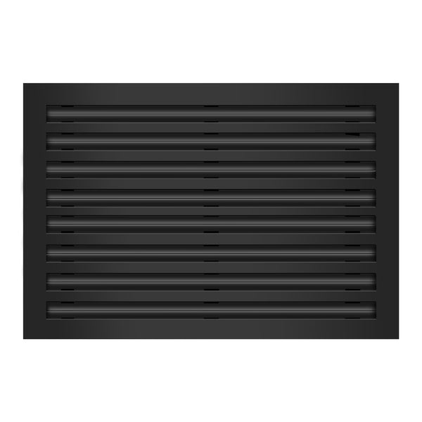 Front of 24x16 Modern Air Vent Cover Black - 24x16 Standard Linear Slot Diffuser Black - Texas Buildmart