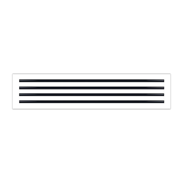 Front of 36x8 Modern Air Vent Cover White - 36x8 Standard Linear Slot Diffuser White - Texas Buildmart