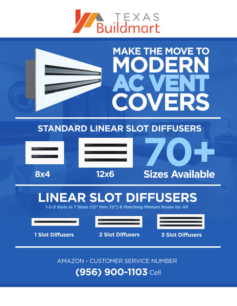 Brochure of 24x24 Modern Air Vent Cover White - 24x24 Standard Linear Slot Diffuser White - Texas Buildmart